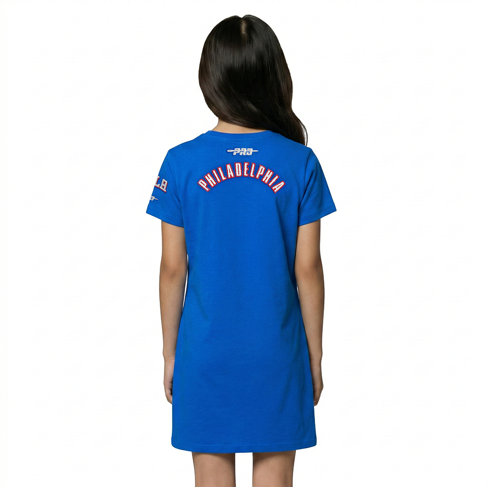 NBA PHILADELPHIA 76ERS CLASSIC BIG GIRL'S TEE DRESS (ROYAL BLUE)