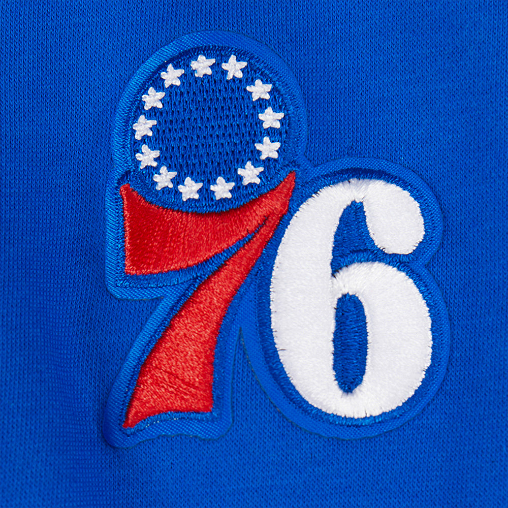 NBA PHILADELPHIA 76ERS RETRO CLASSIC BIG GIRL'S RIB FLC CREWNECK (ROYAL BLUE/RED)