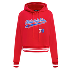 NBA PHILADELPHIA 76ERS SCRIPT TAIL CHANDAIL À CAPUCHON COURT EN MOLLETON CÔTELÉ POUR FEMME (ROUGE)