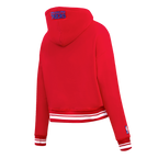 NBA PHILADELPHIA 76ERS SCRIPT TAIL CHANDAIL À CAPUCHON COURT EN MOLLETON CÔTELÉ POUR FEMME (ROUGE)