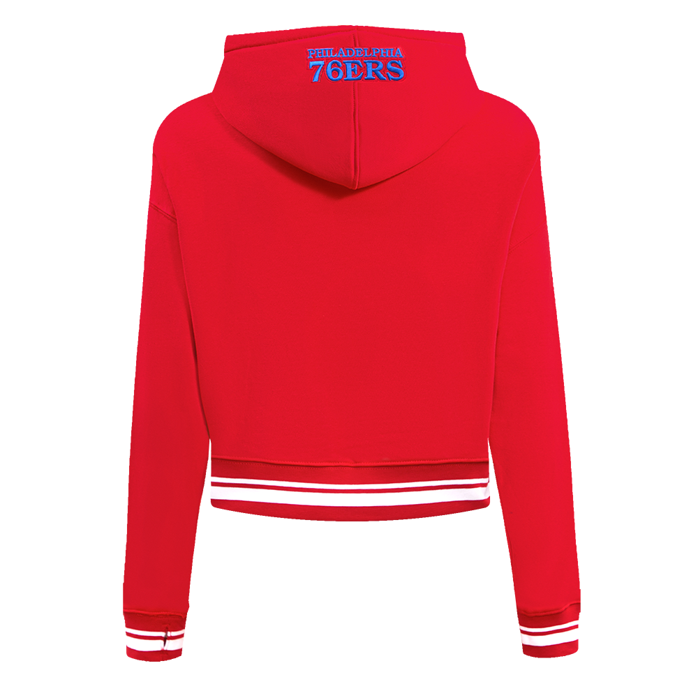 NBA PHILADELPHIA 76ERS SCRIPT TAIL CHANDAIL À CAPUCHON COURT EN MOLLETON CÔTELÉ POUR FEMME (ROUGE)