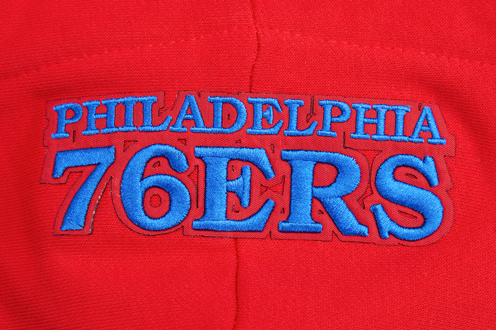 NBA PHILADELPHIA 76ERS SCRIPT TAIL CHANDAIL À CAPUCHON COURT EN MOLLETON CÔTELÉ POUR FEMME (ROUGE)