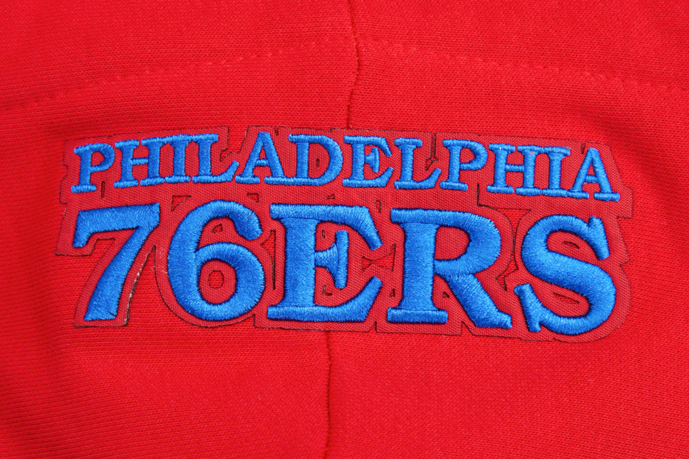 NBA PHILADELPHIA 76ERS SCRIPT TAIL CHANDAIL À CAPUCHON COURT EN MOLLETON CÔTELÉ POUR FEMME (ROUGE)