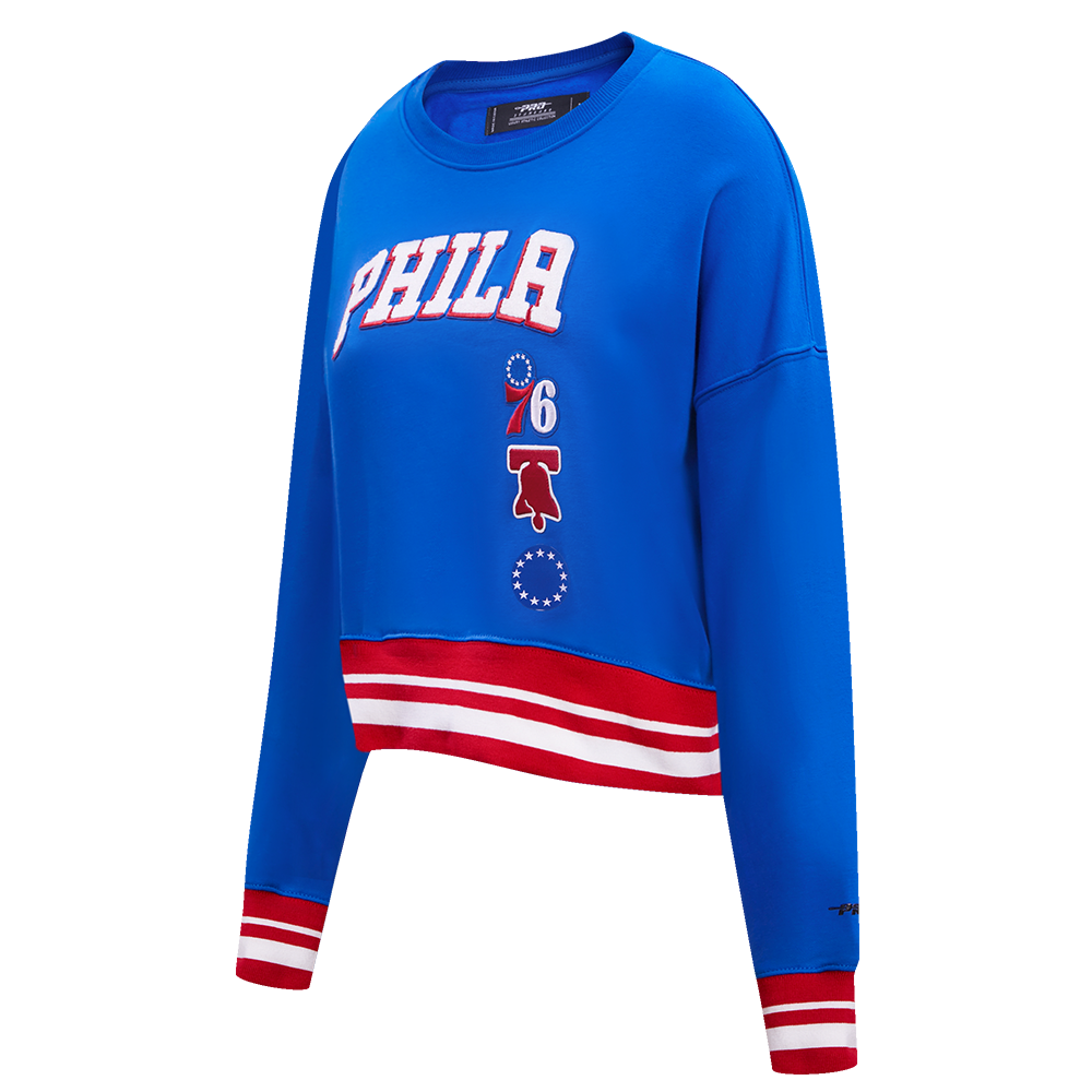 NBA PHILADELPHIA 76ERS RETRO CLASSIC WOMEN'S CREWNECK (ROYAL BLUE/RED)