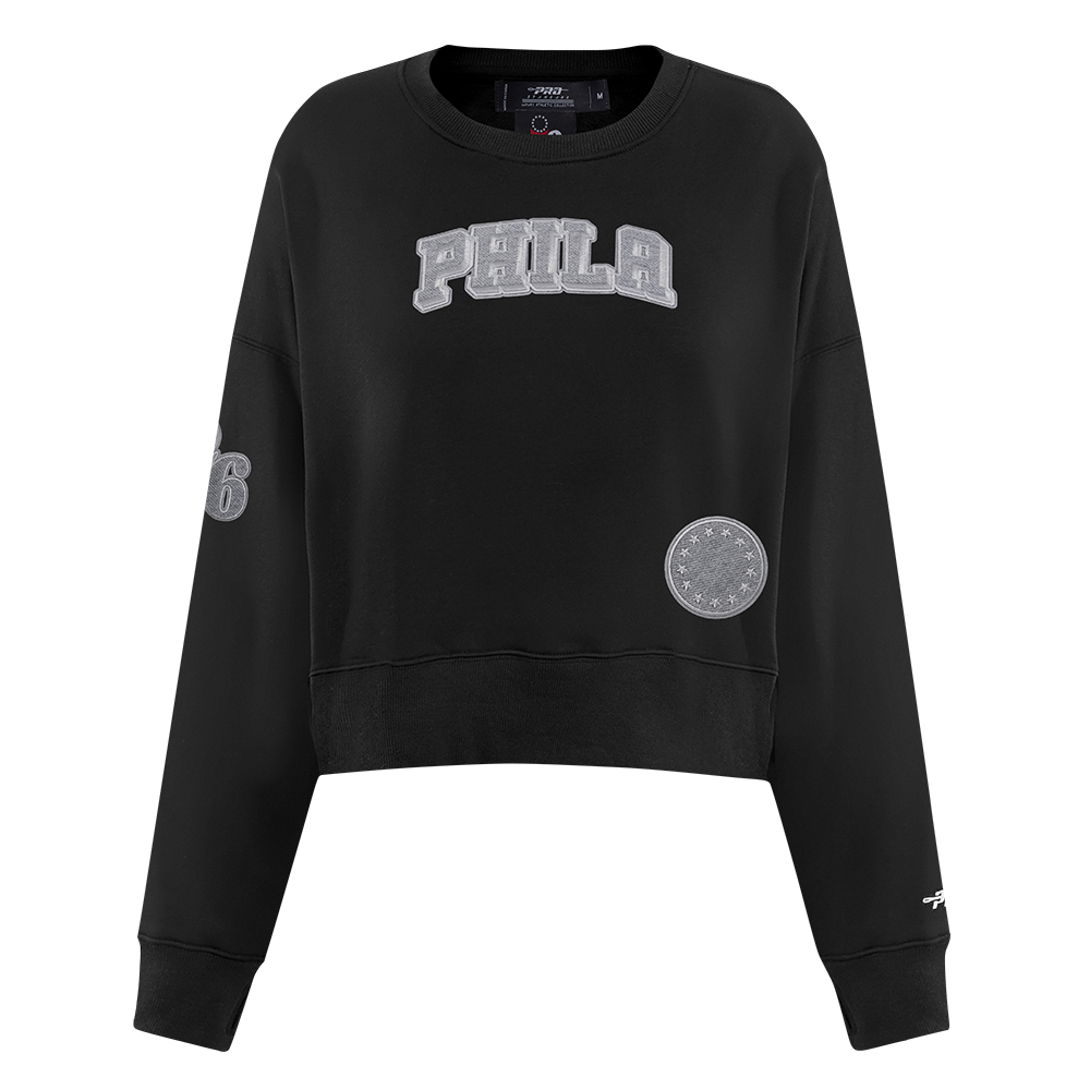 NBA PHILADELPHIA 76ERS REVERSE FRENCH TERRY CHANDAIL À COL ROND EN MOLLETON POUR FEMME (NOIR)