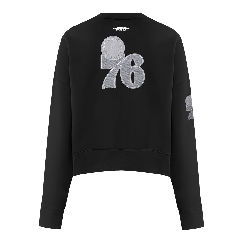 NBA PHILADELPHIA 76ERS REVERSE FRENCH TERRY CHANDAIL À COL ROND EN MOLLETON POUR FEMME (NOIR)