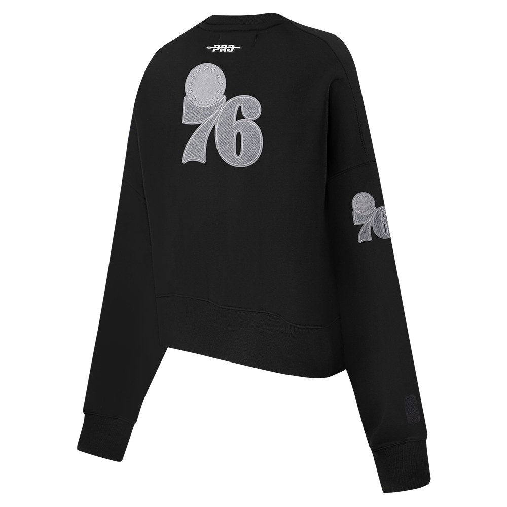 NBA PHILADELPHIA 76ERS REVERSE FRENCH TERRY CHANDAIL À COL ROND EN MOLLETON POUR FEMME (NOIR)