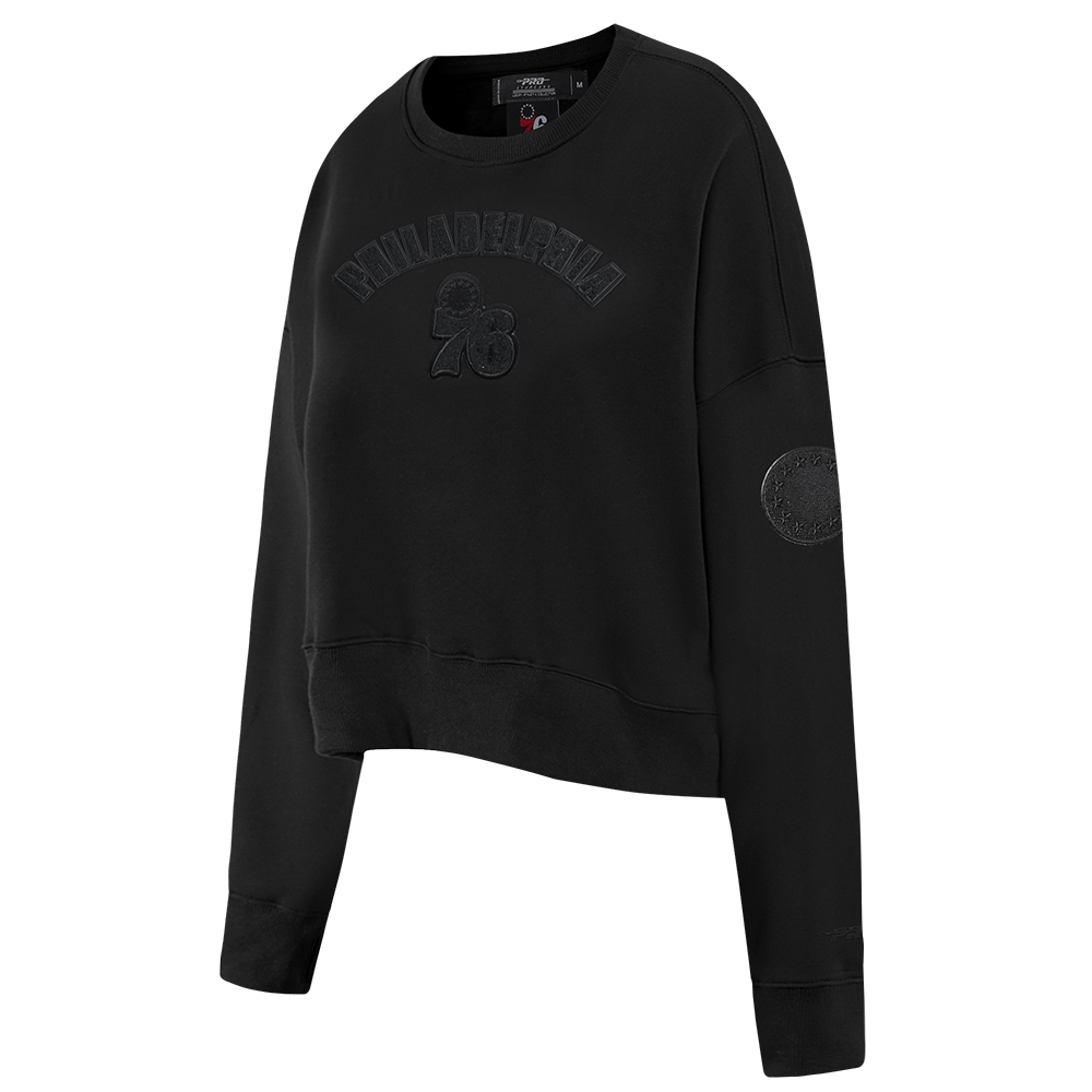 NBA PHILADELPHIA 76ERS TRIPLE BLACK WOMEN'S FLC CREWNECK (TRIPLE BLACK WOMEN'S)