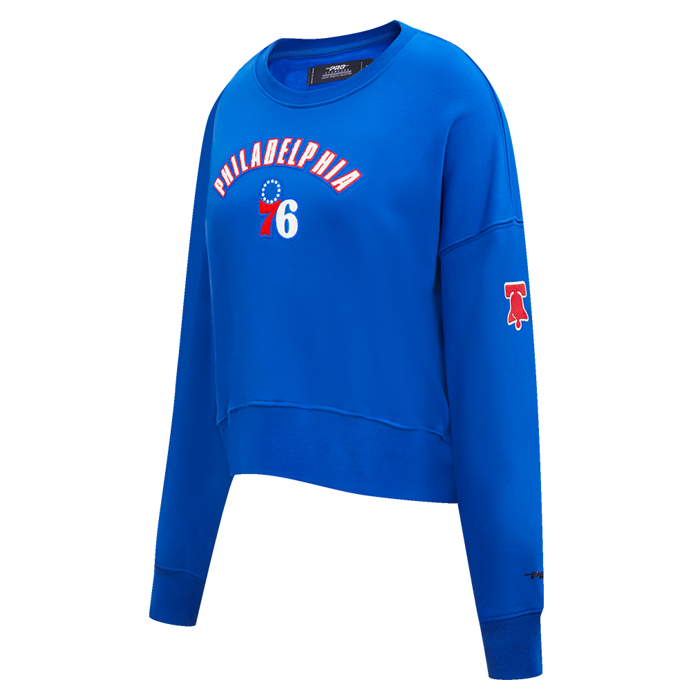 NBA PHILADELPHIA 76ERS CLASSIC WOMEN'S FLEECE CREWNECK (ROYAL BLUE)
