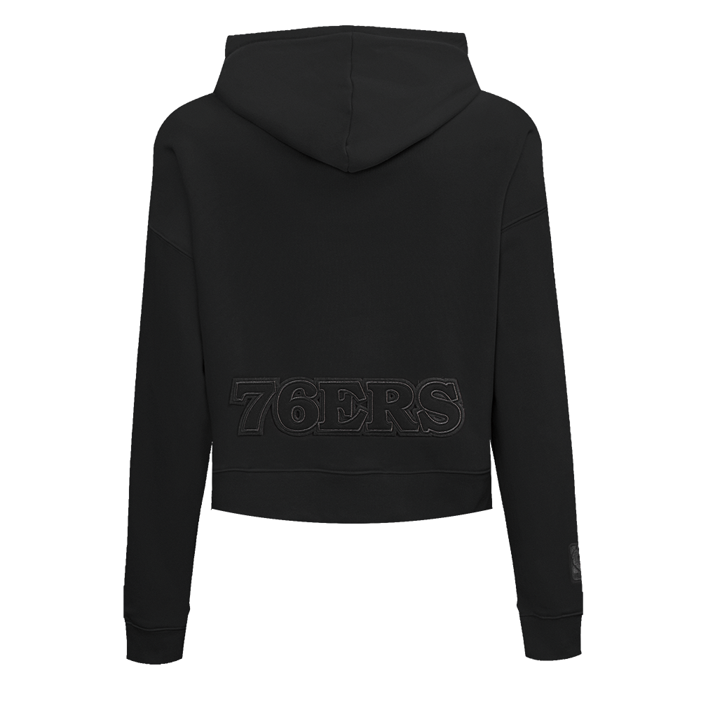 NBA PHILADELPHIA 76ERS NEUTRAL WOMEN'S CROPPED PULLOVER HOODIE (BLACK)