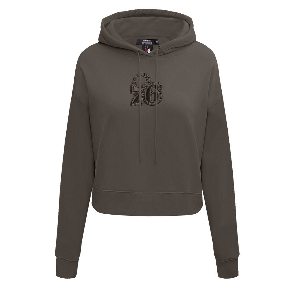 NBA PHILADELPHIA 76ERS NEUTRAL CROPPED WOMEN'S PO HOODIE (DARK TAUPE)