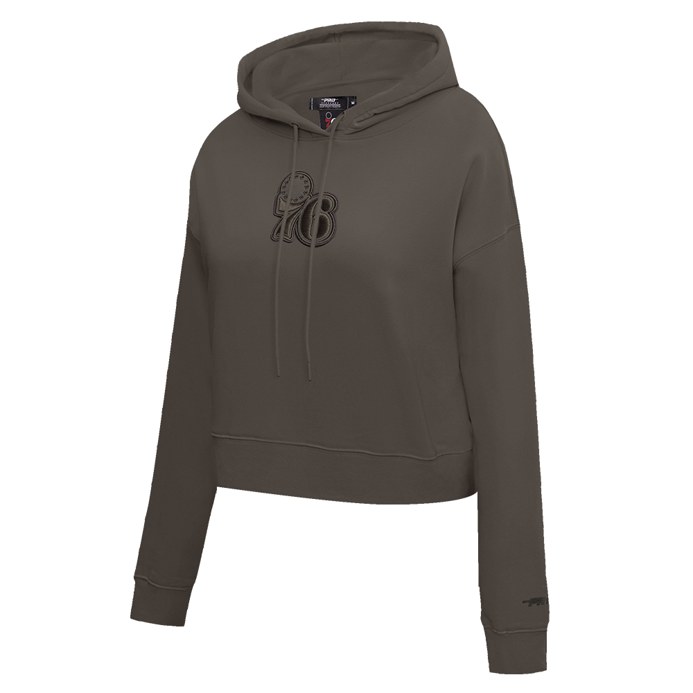 NBA PHILADELPHIA 76ERS NEUTRAL CROPPED WOMEN'S PO HOODIE (DARK TAUPE)