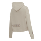 NBA PHILADELPHIA 76ERS NEUTRAL WOMEN'S CROPPED PULLOVER HOODIE (TAUPE)