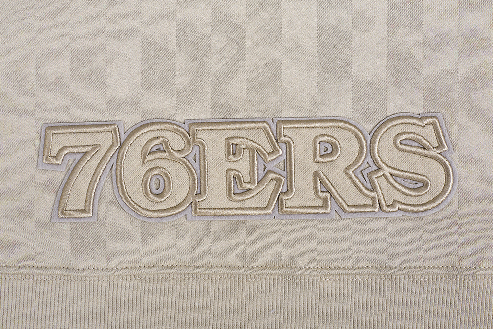 NBA PHILADELPHIA 76ERS NEUTRAL WOMEN'S CROPPED PULLOVER HOODIE (TAUPE)