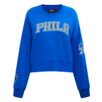 NBA PHILADELPHIA 76ERS VARSITY BLUES WOMEN'S CREWNECK (ROYAL BLUE)