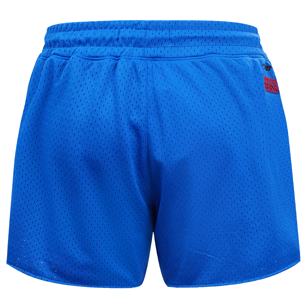 NBA PHILADELPHIA 76ers SCRIPT TAIL WOMEN'S MESH SHORT (ROYAL BLUE)