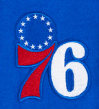 NBA PHILADELPHIA 76ers SCRIPT TAIL WOMEN'S WOOL VARSITY JACKET (ROYAL BLUE/RED)