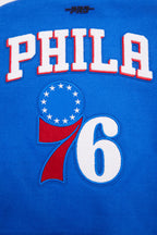 NBA PHILADELPHIA 76ers RETRO CLASSIC WOMEN'S RIB WOOL VARSITY JACKET (ROYAL BLUE/RED)