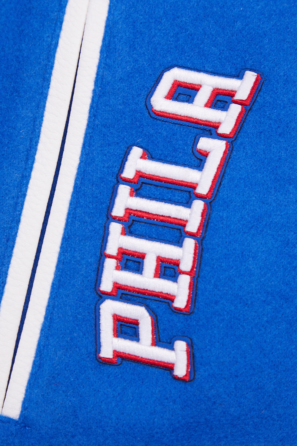 NBA PHILADELPHIA 76ers RETRO CLASSIC WOMEN'S RIB WOOL VARSITY JACKET (ROYAL BLUE/RED)