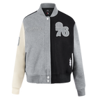 NBA PHILADELPHIA 76ERS REVERSE FRENCH TERRY BLOUSON COLLÉGIAL POUR FEMME (NOIR/GRIS/COQUILLE D'ŒUF)