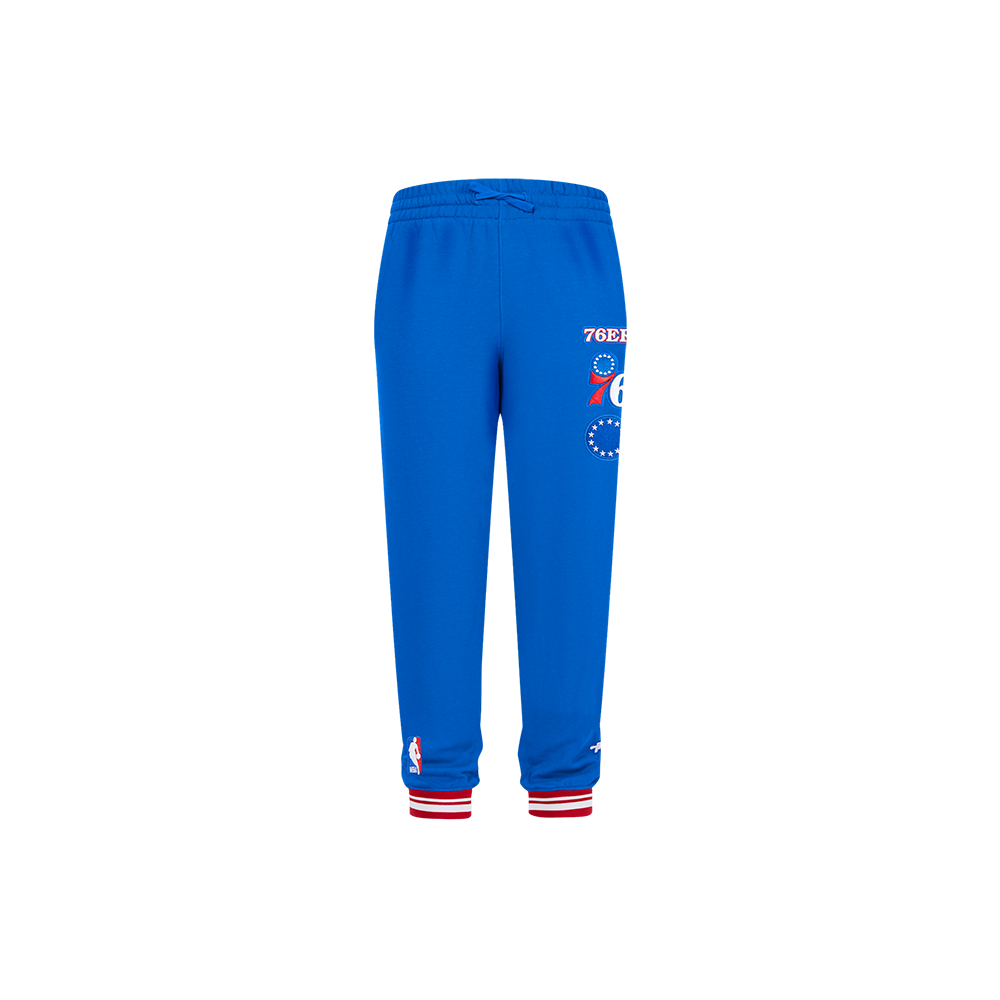 NBA PHILADELPHIA 76ERS RETRO CLASSIC LITTLE BOYS RIB FLEECE SWEATPANT (ROYAL BLUE/RED)