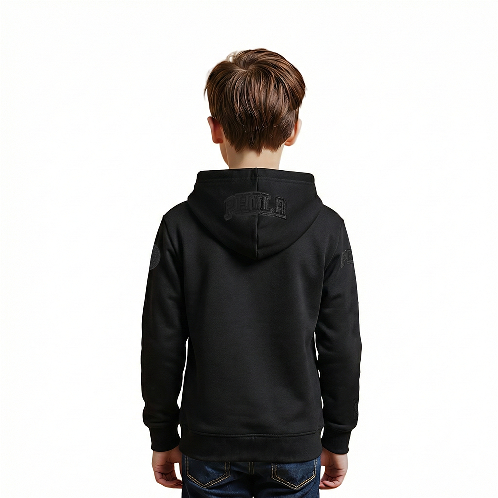 NBA PHILADELPHIA 76ERS TRIPLE BLACK LITTLE BOYS FLEECE PULLOVER HOODIE (BLACK)