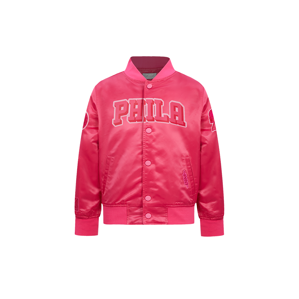NBA PHILADELPHIA 76ERS BLOUSON TRIPLE ROSE EN SATIN POUR FILLE ENFANT (VIOLET BETTERAVE)