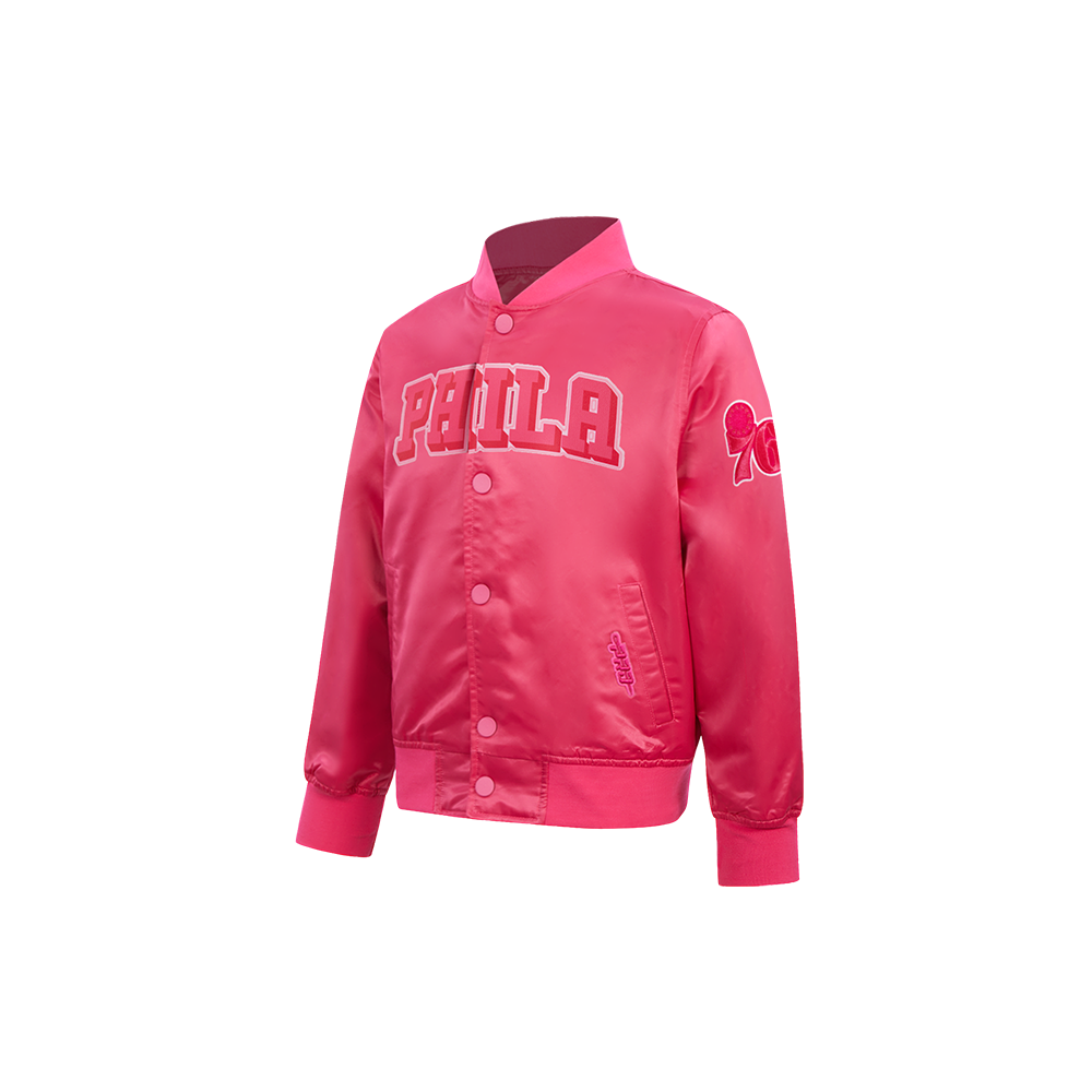 NBA PHILADELPHIA 76ERS BLOUSON TRIPLE ROSE EN SATIN POUR FILLE ENFANT (VIOLET BETTERAVE)