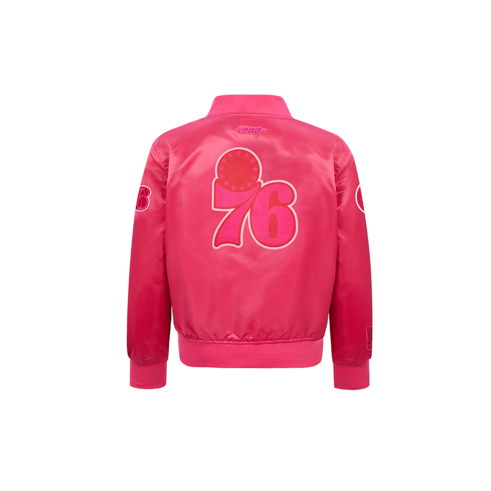 NBA PHILADELPHIA 76ERS BLOUSON TRIPLE ROSE EN SATIN POUR FILLE ENFANT (VIOLET BETTERAVE)