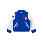 NBA PHILADELPHIA 76ERS CLASSIC BLOUSON COLLÉGIAL EN LAINE POUR GARÇON ENFANT (BLEU ROYAL/BLANC)