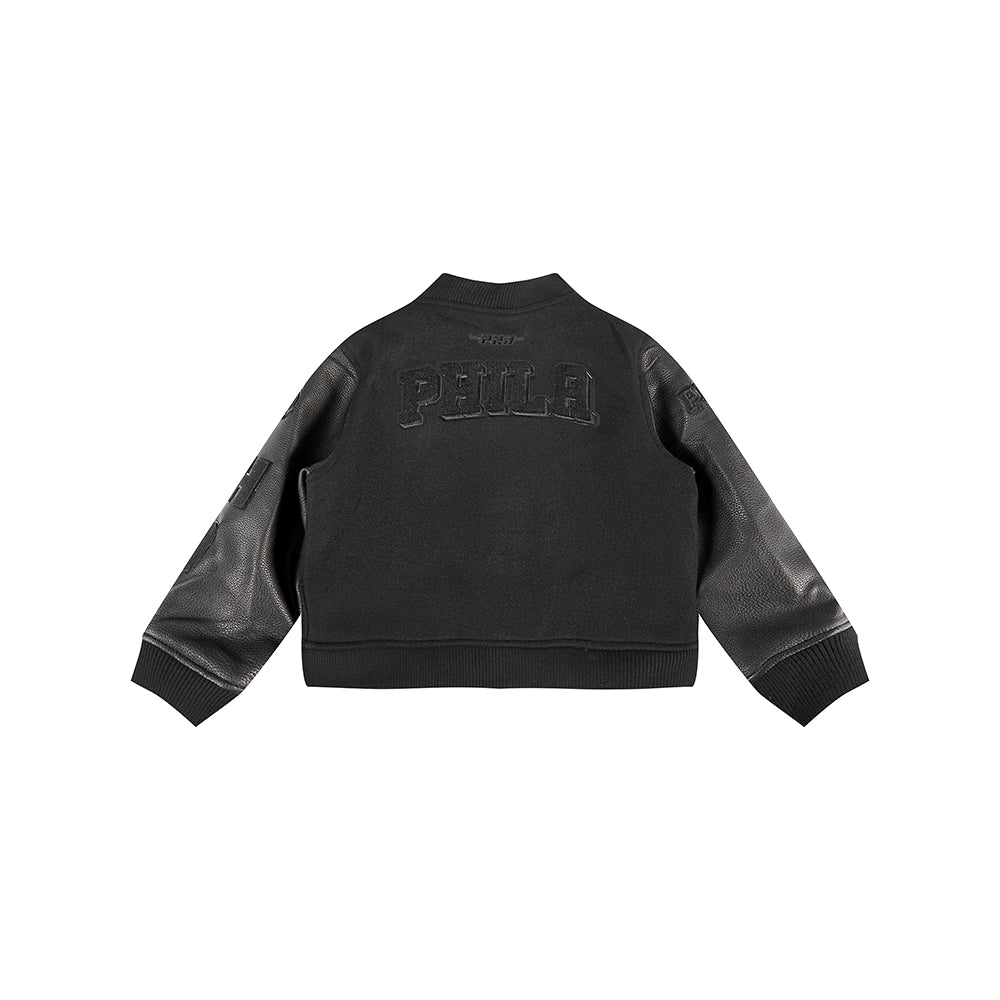 NBA PHILADELPHIA 76ERS TRIPLE BLACK BLOUSON COLLÉGIAL EN LAINE POUR GARÇON ENFANT (NOIR DE JAIS)