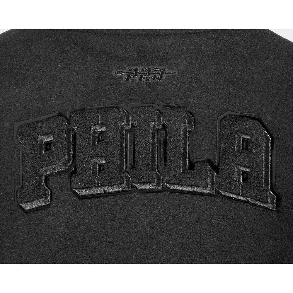 NBA PHILADELPHIA 76ERS TRIPLE BLACK BLOUSON COLLÉGIAL EN LAINE POUR GARÇON ENFANT (NOIR DE JAIS)