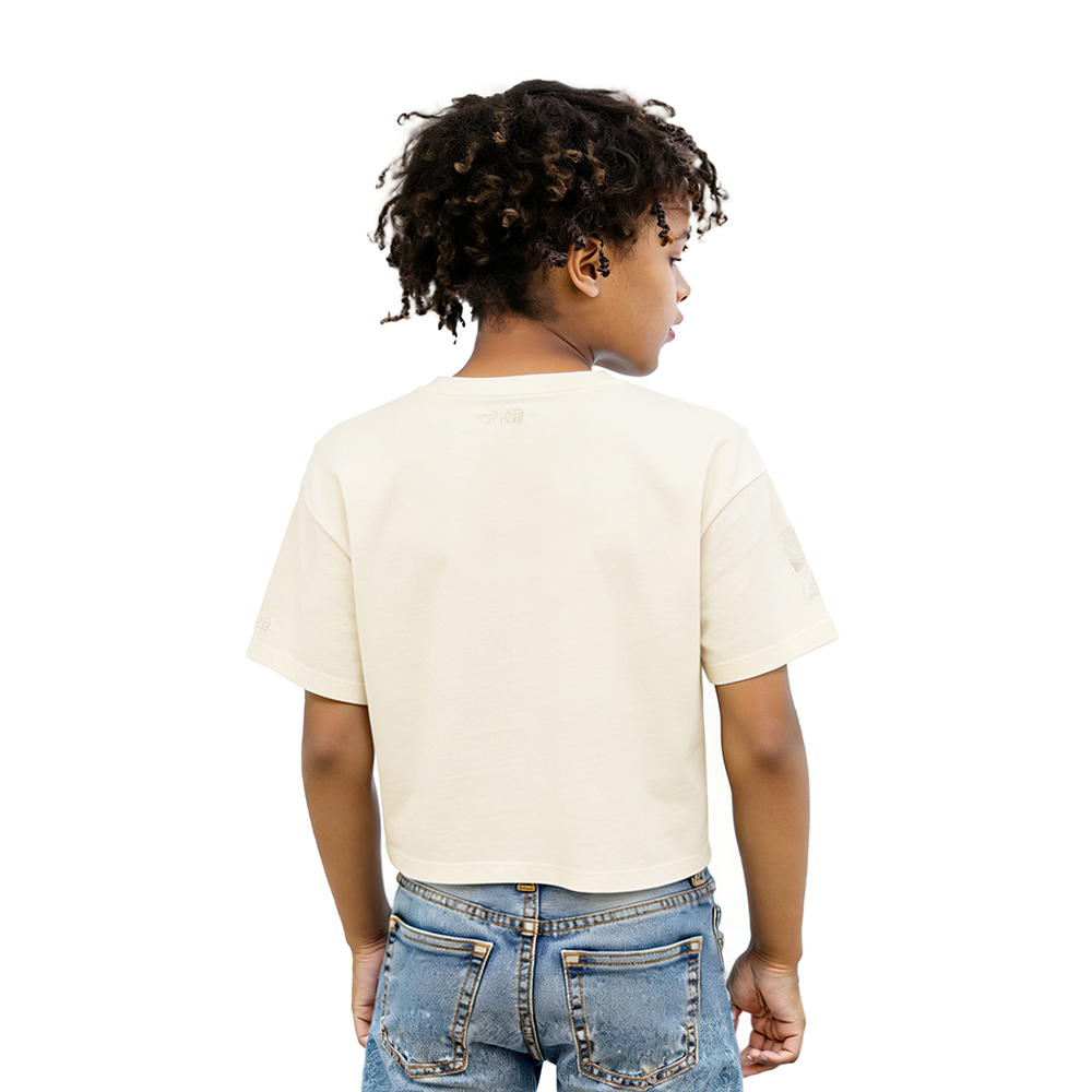 NBA PHILADELPHIA 76ERS NEUTRAL LITTLE GIRLS SHORT SLEEVE BOXY TEE (EGGSHELL)