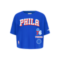 NBA PHILADELPHIA 76ERS RETRO CLASSIC LITTLE GIRL'S SHORT SLEEVE BOXY TEE (ROYAL BLUE)