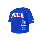 NBA PHILADELPHIA 76ERS RETRO CLASSIC LITTLE GIRL'S SHORT SLEEVE BOXY TEE (ROYAL BLUE)