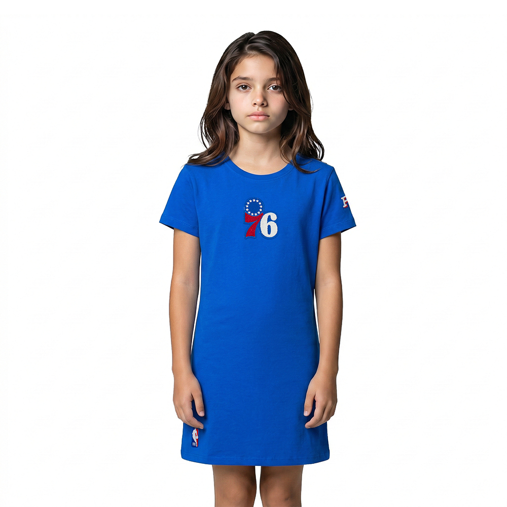 NBA PHILADELPHIA 76ERS CLASSIC LITTLE GIRL'S TEE DRESS (ROYAL BLUE)