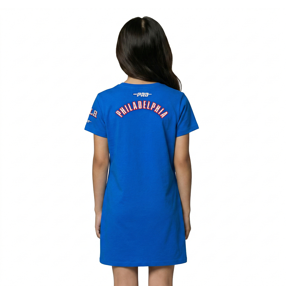 NBA PHILADELPHIA 76ERS CLASSIC LITTLE GIRLS TEE DRESS (ROYAL BLUE)
