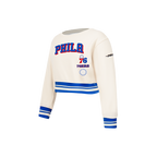 NBA PHILADELPHIA 76ERS RETRO CLASSIC LITTLE GIRL'S RIB FLEECE CREWNECK (EGGSHELL/ROYAL BLUE)