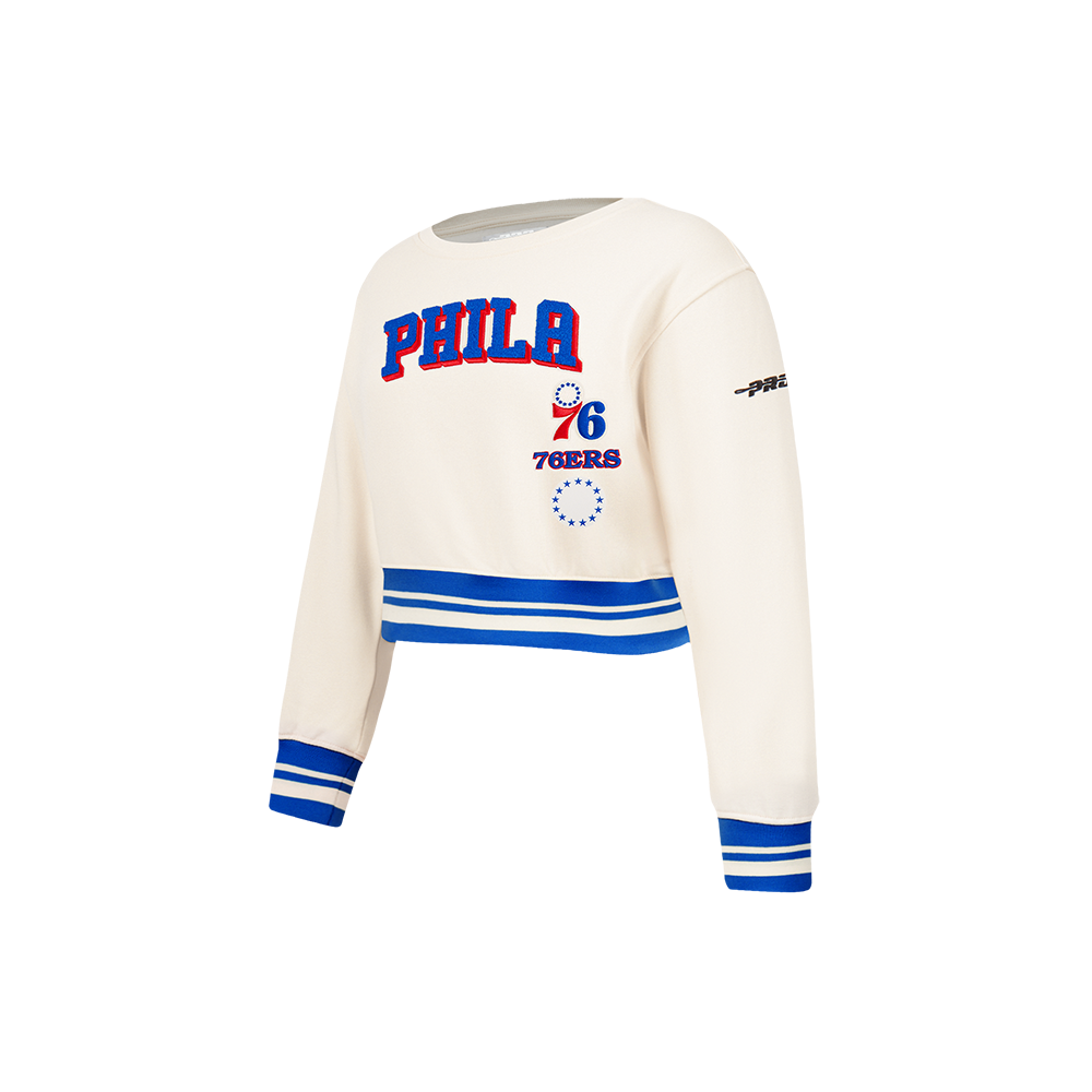 NBA PHILADELPHIA 76ERS RETRO CLASSIC CHANDAIL À COL ROND EN MOLLETON CÔTELÉ POUR FILLE ENFANT (COQUILLE D'ŒUF/BLEU ROYAL)
