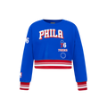 NBA PHILADELPHIA 76ERS RETRO CLASSIC LITTLE GIRL'S RIB FLEECE CREWNECK (ROYAL BLUE/RED)