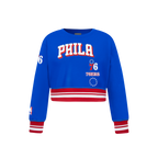 NBA PHILADELPHIA 76ERS RETRO CLASSIC LITTLE GIRL'S RIB FLEECE CREWNECK (ROYAL BLUE/RED)