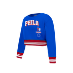 NBA PHILADELPHIA 76ERS RETRO CLASSIC LITTLE GIRL'S RIB FLEECE CREWNECK (ROYAL BLUE/RED)