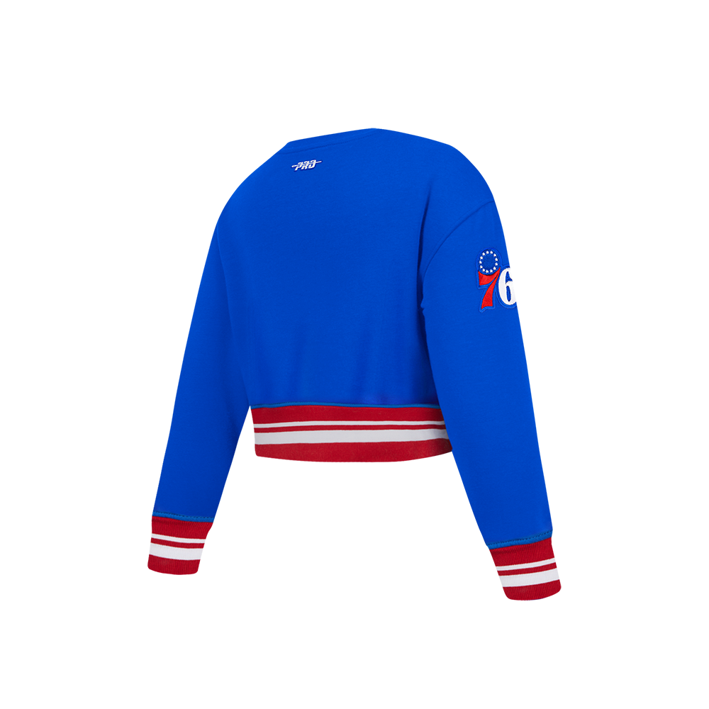 NBA PHILADELPHIA 76ERS RETRO CLASSIC LITTLE GIRL'S RIB FLEECE CREWNECK (ROYAL BLUE/RED)