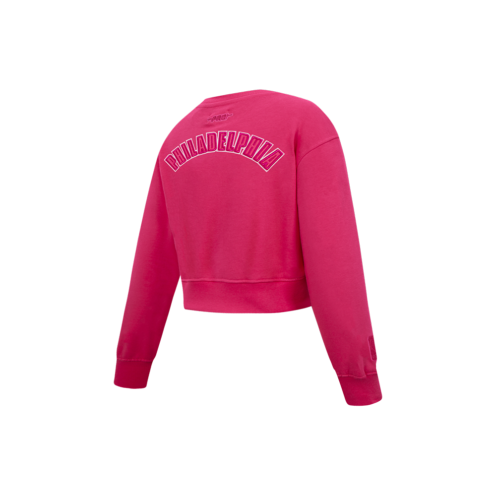 NBA PHILADELPHIA 76ERS TRIPLE PINK LITTLE GIRL'S FLEECE CREWNECK (BEETROOT PURPLE)