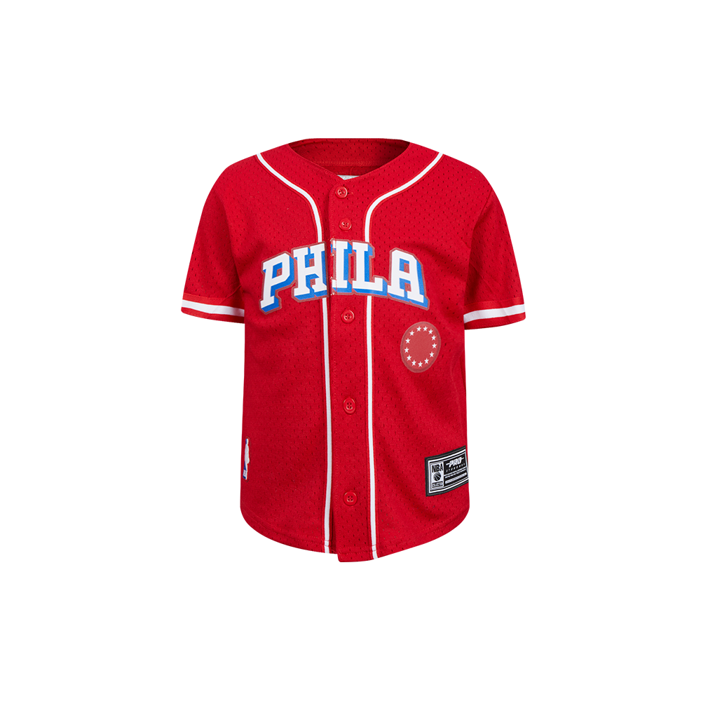 NBA PHILADELPHIA 76ERS CLASSIC CHEMISE BOUTONNÉE EN FILET POUR GARÇON BAMBIN (ROUGE)
