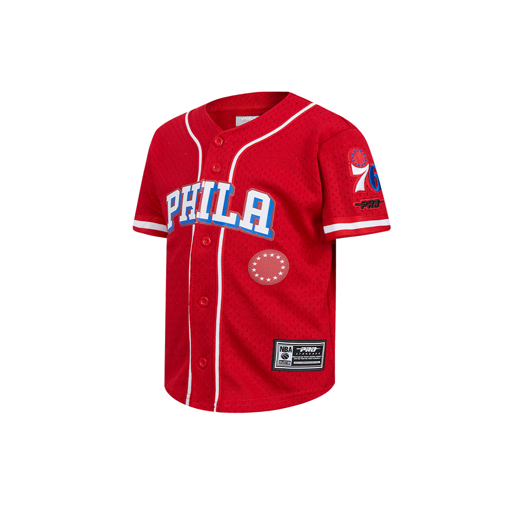 NBA PHILADELPHIA 76ERS CLASSIC CHEMISE BOUTONNÉE EN FILET POUR GARÇON BAMBIN (ROUGE)