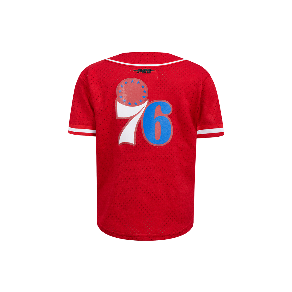 NBA PHILADELPHIA 76ERS CLASSIC CHEMISE BOUTONNÉE EN FILET POUR GARÇON BAMBIN (ROUGE)