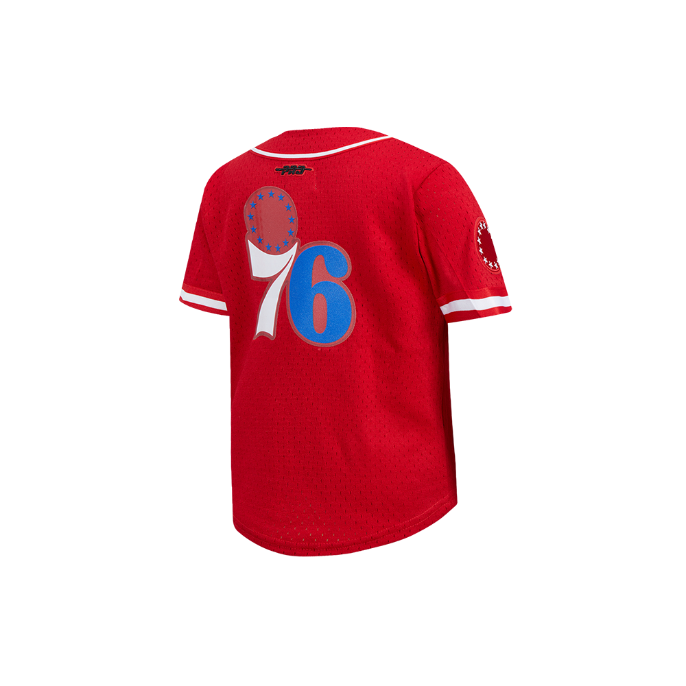 NBA PHILADELPHIA 76ERS CLASSIC CHEMISE BOUTONNÉE EN FILET POUR GARÇON BAMBIN (ROUGE)