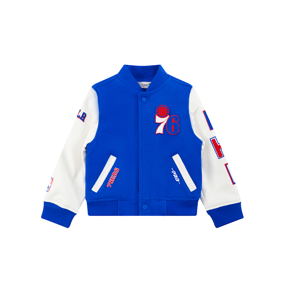 NBA PHILADELPHIA 76ERS CLASSIC TODDLER BOY'S WOOL VARSITY JACKET (ROYAL BLUE/WHITE)