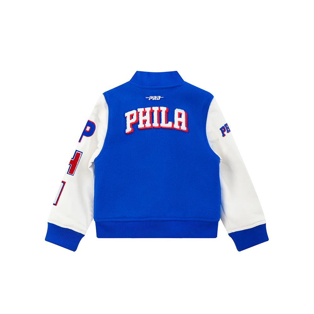 NBA PHILADELPHIA 76ERS CLASSIC TODDLER BOY'S WOOL VARSITY JACKET (ROYAL BLUE/WHITE)